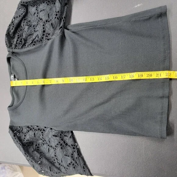 J Crew Lace Sleeve Top Black Size Small CD270 Sheer Whimsygoth Preppy Career - Picture 7 of 8